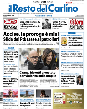 Prima pagina Il Resto del Carlino di oggi - Quotidiano regionale
