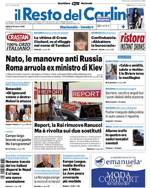 Prima pagina Il Resto del Carlino di oggi - Quotidiano regionale