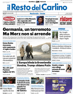 Prima pagina Il Resto del Carlino di oggi - Quotidiano regionale