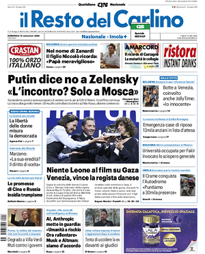 Prima pagina Il Resto del Carlino di oggi - Quotidiano regionale