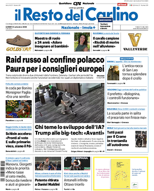Prima pagina Il Resto del Carlino di oggi - Quotidiano regionale