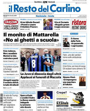 Prima pagina Il Resto del Carlino di oggi - Quotidiano regionale