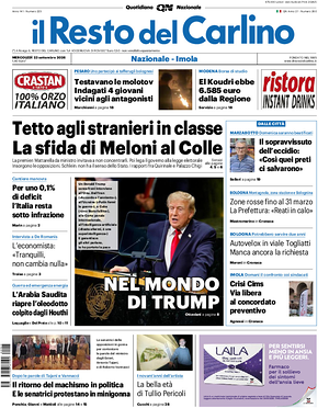 Prima pagina Il Resto del Carlino di oggi - Quotidiano regionale