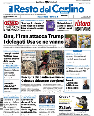 Prima pagina Il Resto del Carlino di oggi - Quotidiano regionale