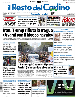 Prima pagina Il Resto del Carlino di oggi - Quotidiano regionale