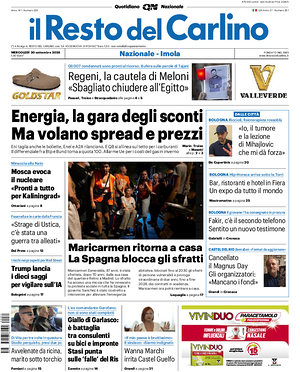 Prima pagina Il Resto del Carlino di oggi - Quotidiano regionale