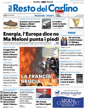 Prima pagina Il Resto del Carlino di oggi - Quotidiano regionale