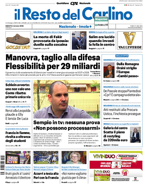 Prima pagina Il Resto del Carlino di oggi - Quotidiano regionale