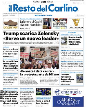 Prima pagina Il Resto del Carlino di oggi - Quotidiano regionale