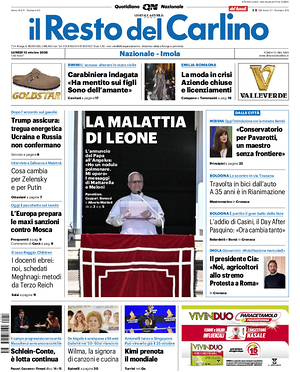 Prima pagina Il Resto del Carlino di oggi - Quotidiano regionale