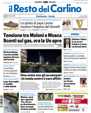 Prima pagina Il Resto del Carlino di oggi - Quotidiano regionale