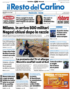 Prima pagina Il Resto del Carlino di oggi - Quotidiano regionale
