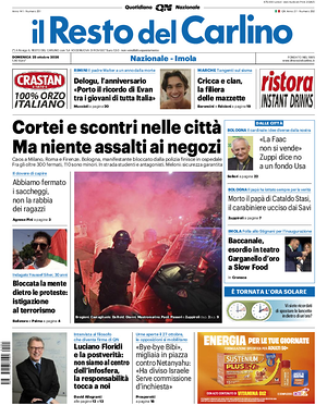 Prima pagina Il Resto del Carlino di oggi - Quotidiano regionale
