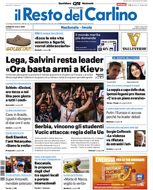 Prima pagina Il Resto del Carlino di oggi - Quotidiano regionale