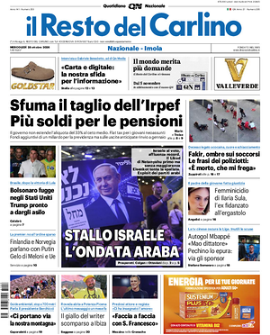 Prima pagina Il Resto del Carlino di oggi - Quotidiano regionale