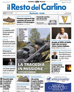 Prima pagina Il Resto del Carlino di oggi - Quotidiano regionale