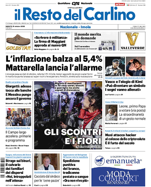 Prima pagina Il Resto del Carlino di oggi - Quotidiano regionale