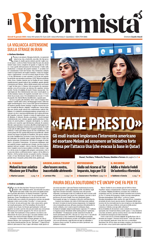 Prima pagina Il Riformista di oggi - Quotidiano nazionale