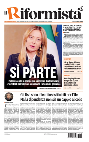Prima pagina Il Riformista di oggi - Quotidiano nazionale