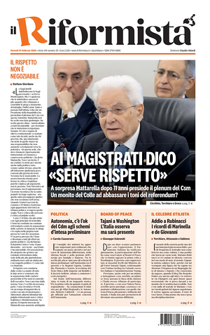 Prima pagina Il Riformista di oggi - Quotidiano nazionale