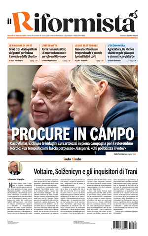 Prima pagina Il Riformista di oggi - Quotidiano nazionale