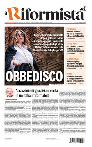 Prima pagina Il Riformista di oggi - Quotidiano nazionale