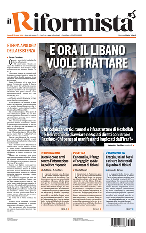 Prima pagina Il Riformista di oggi - Quotidiano nazionale