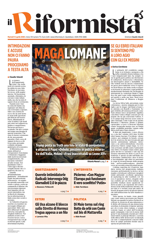 Prima pagina Il Riformista di oggi - Quotidiano nazionale