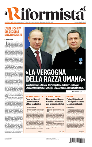 Prima pagina Il Riformista di oggi - Quotidiano nazionale