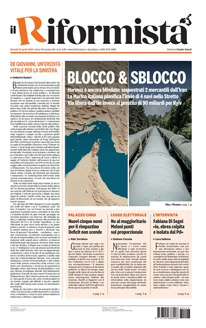 Prima pagina Il Riformista di oggi - Quotidiano nazionale