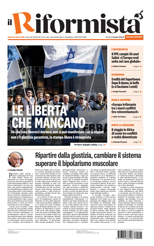 Prima pagina Il Riformista di oggi - Quotidiano nazionale