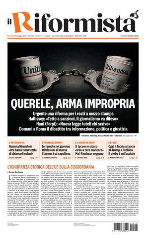 Prima pagina Il Riformista di oggi - Quotidiano nazionale