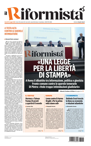 Prima pagina Il Riformista di oggi - Quotidiano nazionale