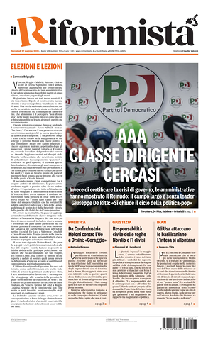 Prima pagina Il Riformista di oggi - Quotidiano nazionale