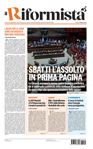 Prima pagina Il Riformista di oggi - Quotidiano nazionale