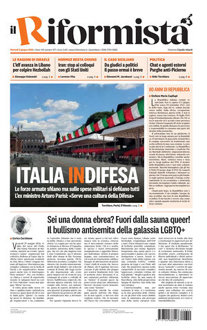 Prima pagina Il Riformista di oggi - Quotidiano nazionale