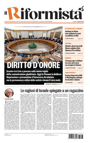 Prima pagina Il Riformista di oggi - Quotidiano nazionale