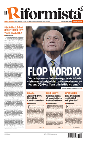 Prima pagina Il Riformista di oggi - Quotidiano nazionale