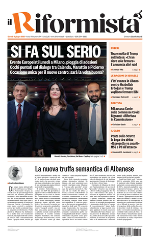 Prima pagina Il Riformista di oggi - Quotidiano nazionale