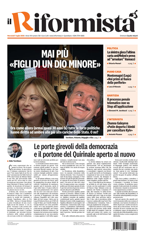 Prima pagina Il Riformista di oggi - Quotidiano nazionale