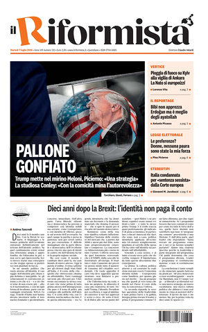 Prima pagina Il Riformista di oggi - Quotidiano nazionale
