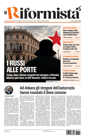 Prima pagina Il Riformista di oggi - Quotidiano nazionale