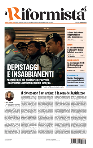 Prima pagina Il Riformista di oggi - Quotidiano nazionale