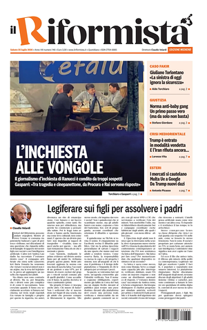Prima pagina Il Riformista di oggi - Quotidiano nazionale