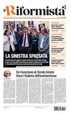 Prima pagina Il Riformista di oggi - Quotidiano nazionale