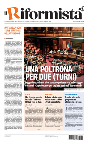 Prima pagina Il Riformista di oggi - Quotidiano nazionale