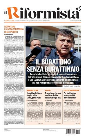 Prima pagina Il Riformista di oggi - Quotidiano nazionale