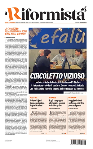 Prima pagina Il Riformista di oggi - Quotidiano nazionale