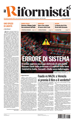 Prima pagina Il Riformista di oggi - Quotidiano nazionale