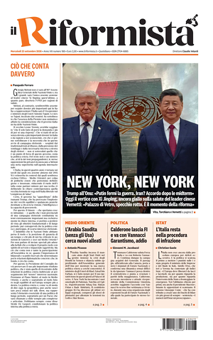 Prima pagina Il Riformista di oggi - Quotidiano nazionale